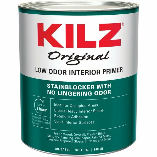 Kilz Original Low Odor Oil-Based Interior Primer Sealer Stainblocker, White, 1 Qt. 10042